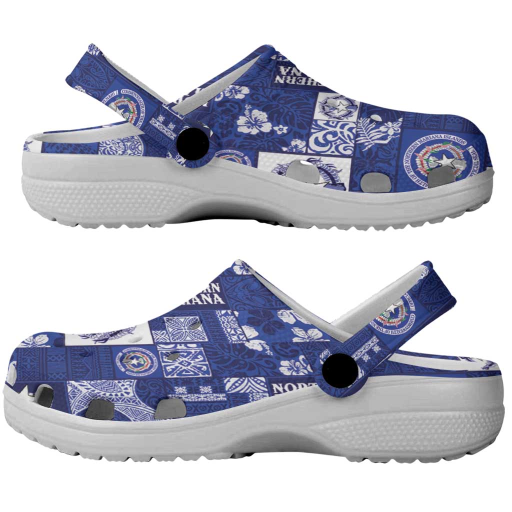 Northern Mariana Islands Magof Nochebuena Clogs Shoes Pacific Patchwork Xmas Vibes - Polynesian Pride