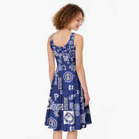 Northern Mariana Islands Magof Nochebuena Midi Dress Pacific Patchwork Xmas Vibes - Polynesian Pride