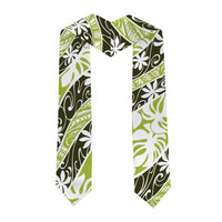 Olive Tahiti Tiare Monstera Graduation Stole Polynesian Pattern Curve Style LT01 - Polynesian Pride