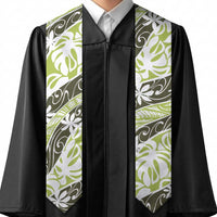 Olive Tahiti Tiare Monstera Graduation Stole Polynesian Pattern Curve Style LT01 - Polynesian Pride