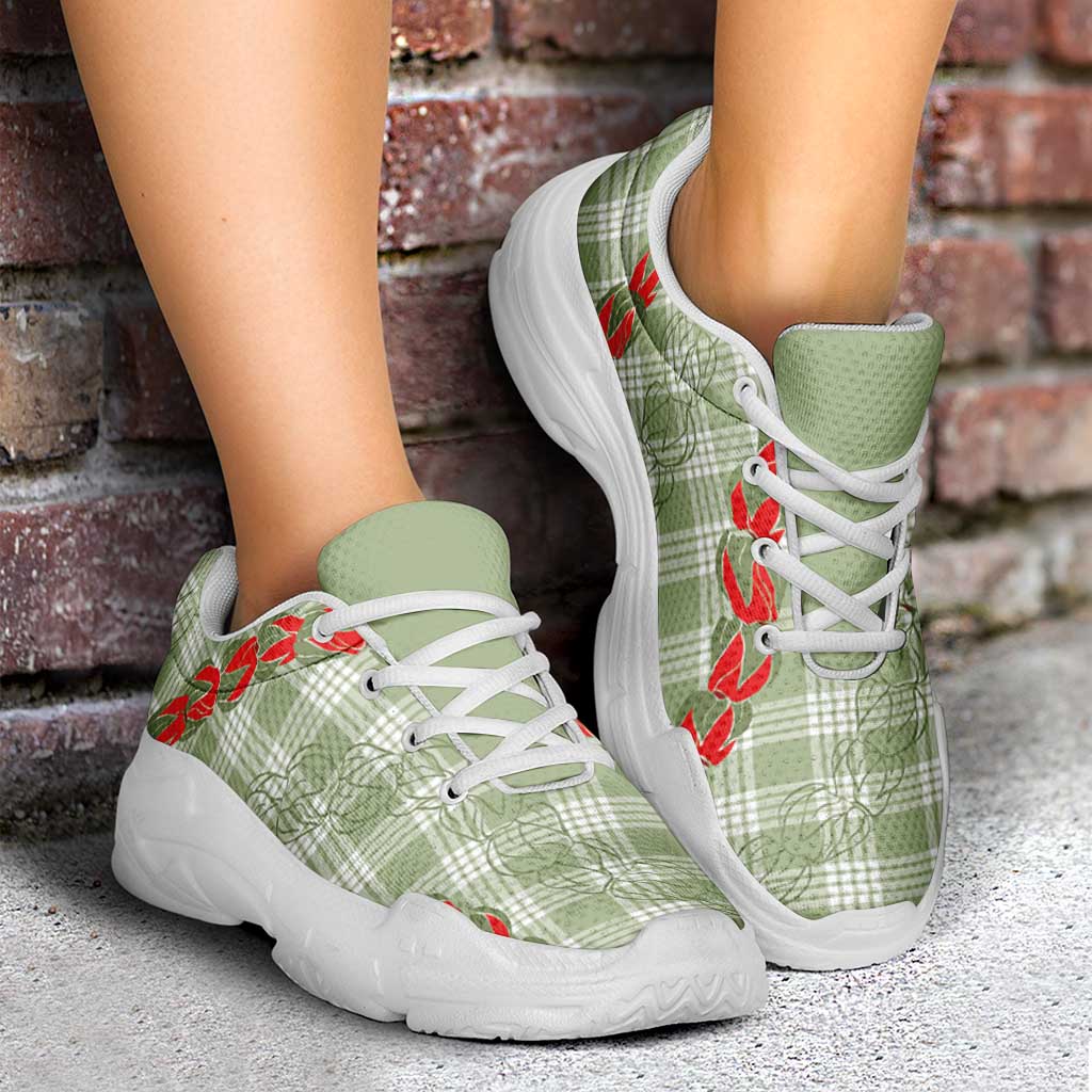 Omaomao Aloha Hawaii Chunky Sneakers Rosebud Lei With Palaka Motif - Polynesian Pride