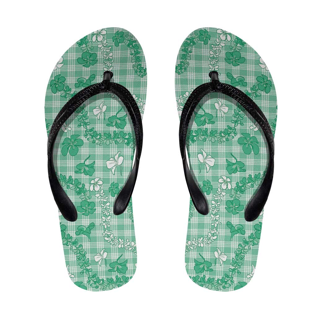 Omaomao Aloha Hawaii Flip Flops Plumeria Lei With Palaka Motif - Polynesian Pride