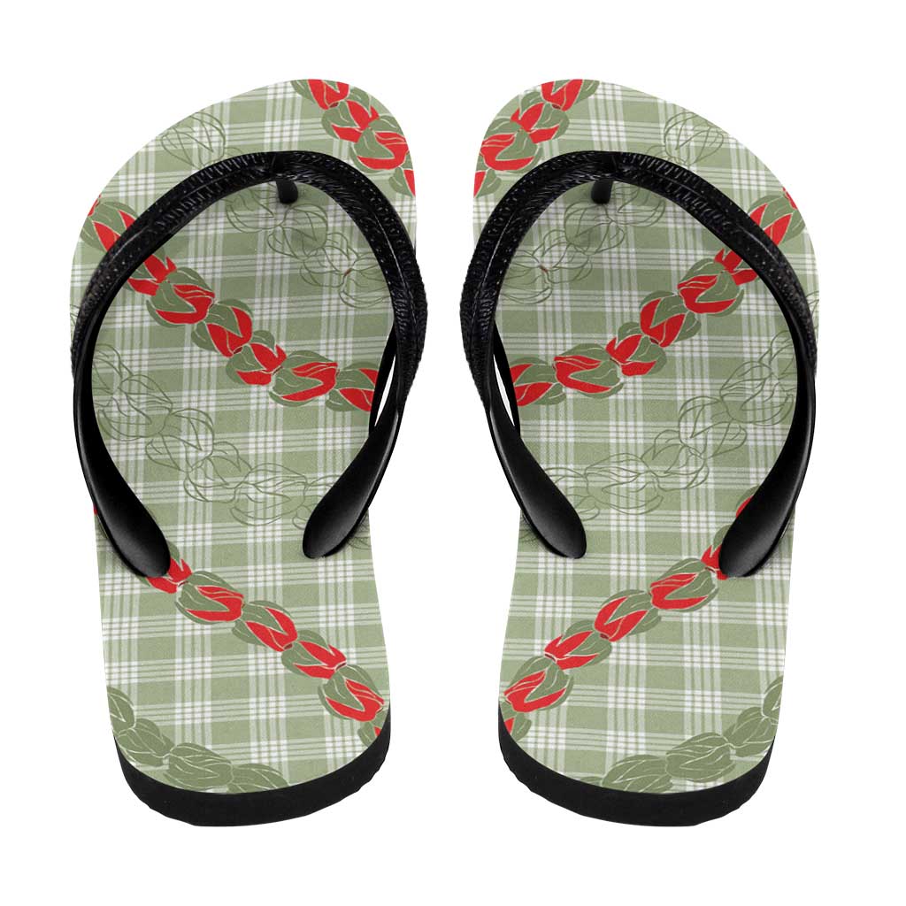 Omaomao Aloha Hawaii Flip Flops Rosebud Lei With Palaka Motif LT14 - Polynesian Pride