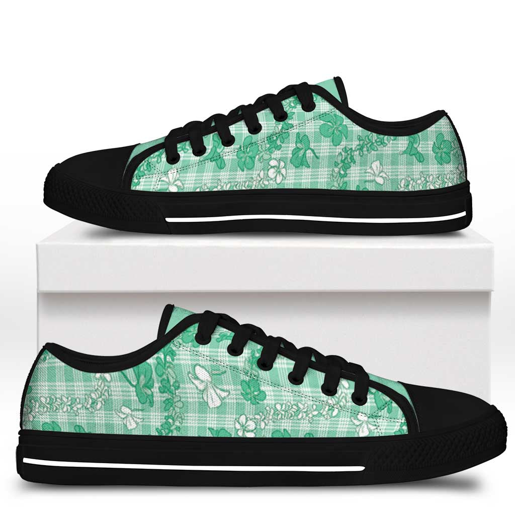Omaomao Aloha Hawaii Low Top Shoes Plumeria Lei With Palaka Motif LT14 - Polynesian Pride