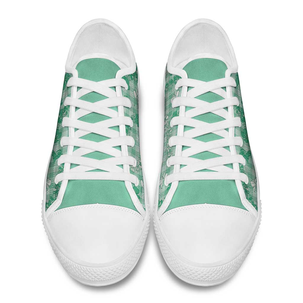 Omaomao Aloha Hawaii Low Top Shoes Plumeria Lei With Palaka Motif LT14 - Polynesian Pride