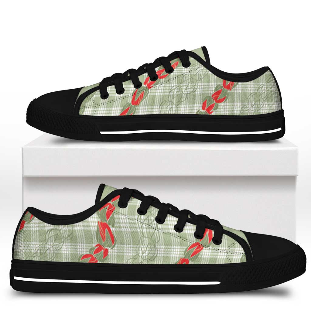 Omaomao Aloha Hawaii Low Top Shoes Rosebud Lei With Palaka Motif LT14 - Polynesian Pride