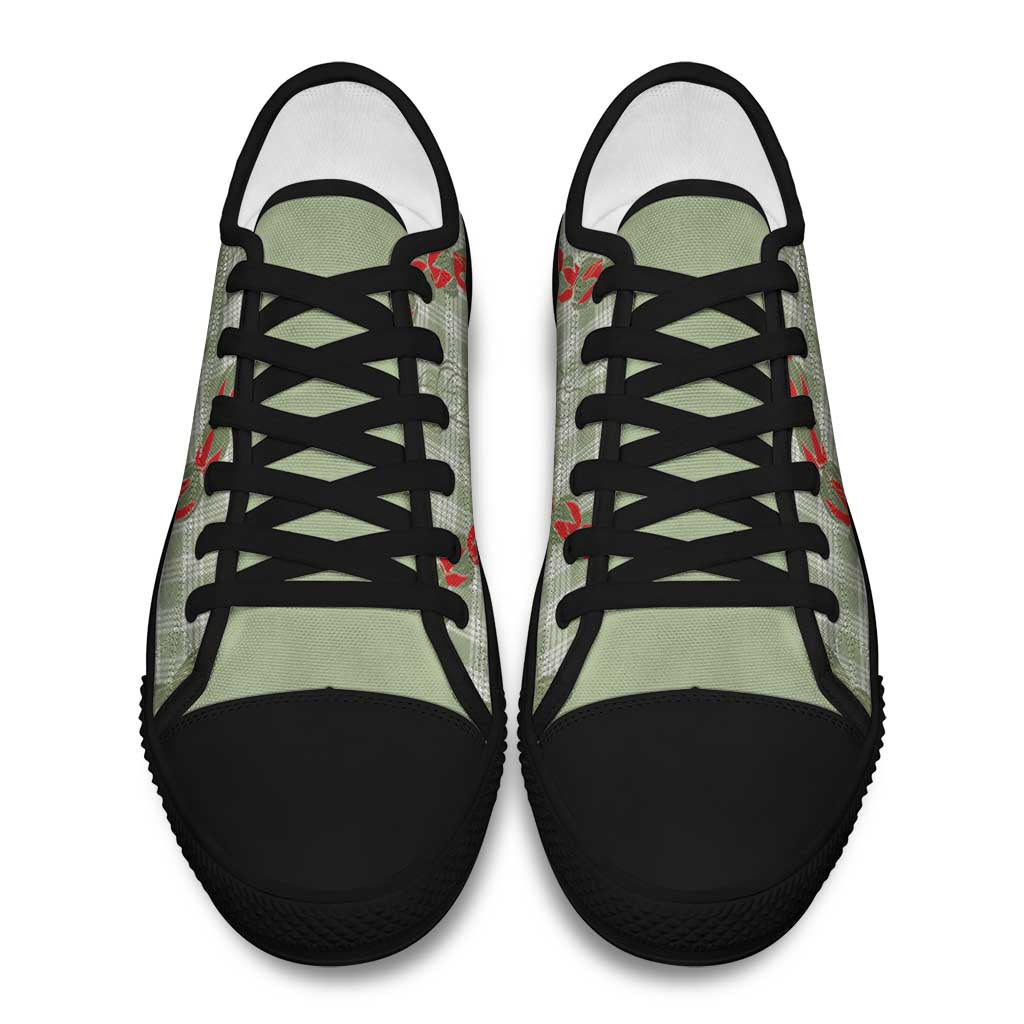 Omaomao Aloha Hawaii Low Top Shoes Rosebud Lei With Palaka Motif LT14 - Polynesian Pride
