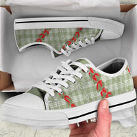 Omaomao Aloha Hawaii Low Top Shoes Rosebud Lei With Palaka Motif LT14 Green - Polynesian Pride
