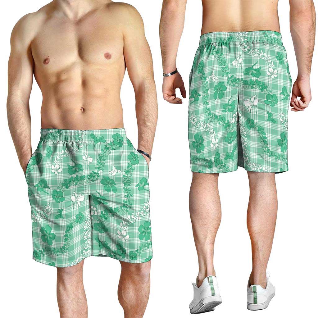 Omaomao Aloha Hawaii Shorts for Men Plumeria Lei With Palaka Motif - Polynesian Pride