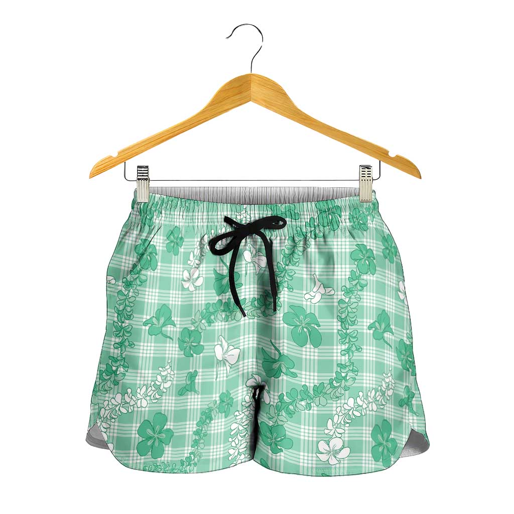 Omaomao Aloha Hawaii Shorts for Women Plumeria Lei With Palaka Motif - Polynesian Pride