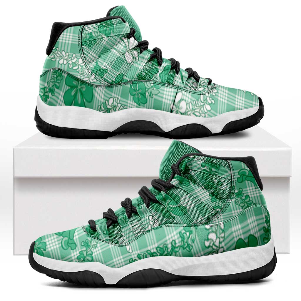 Omaomao Aloha Hawaii Sneakers J11 Plumeria Lei With Palaka Motif - Polynesian Pride