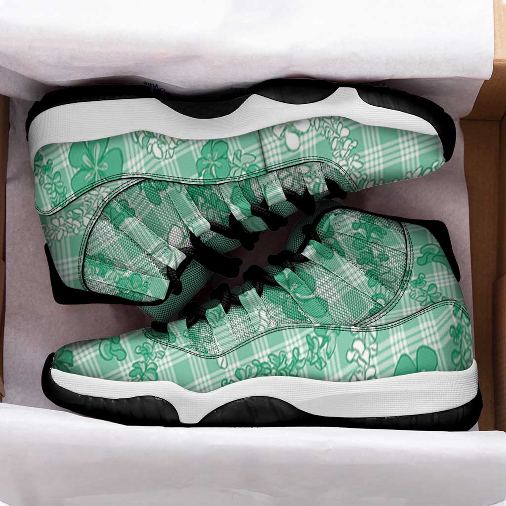 Omaomao Aloha Hawaii Sneakers J11 Plumeria Lei With Palaka Motif - Polynesian Pride