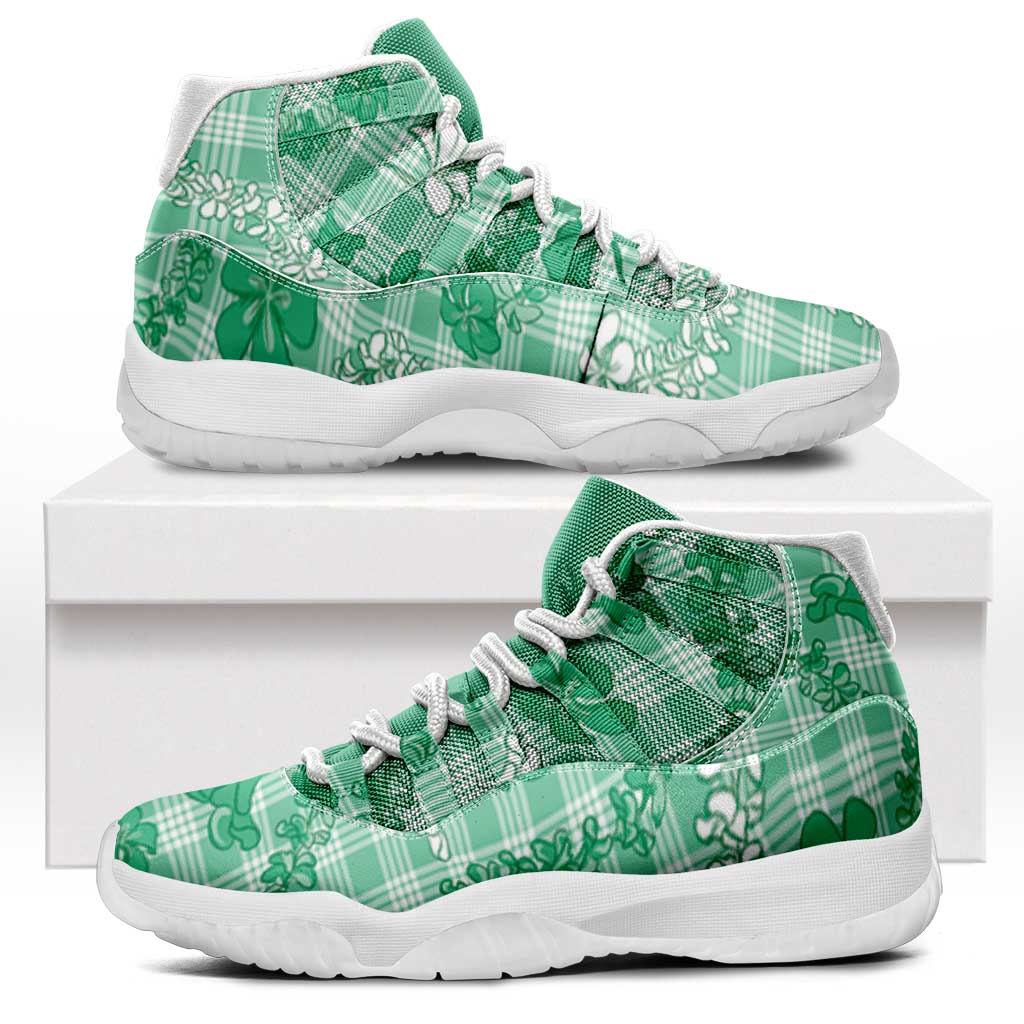 Omaomao Aloha Hawaii Sneakers J11 Plumeria Lei With Palaka Motif - Polynesian Pride