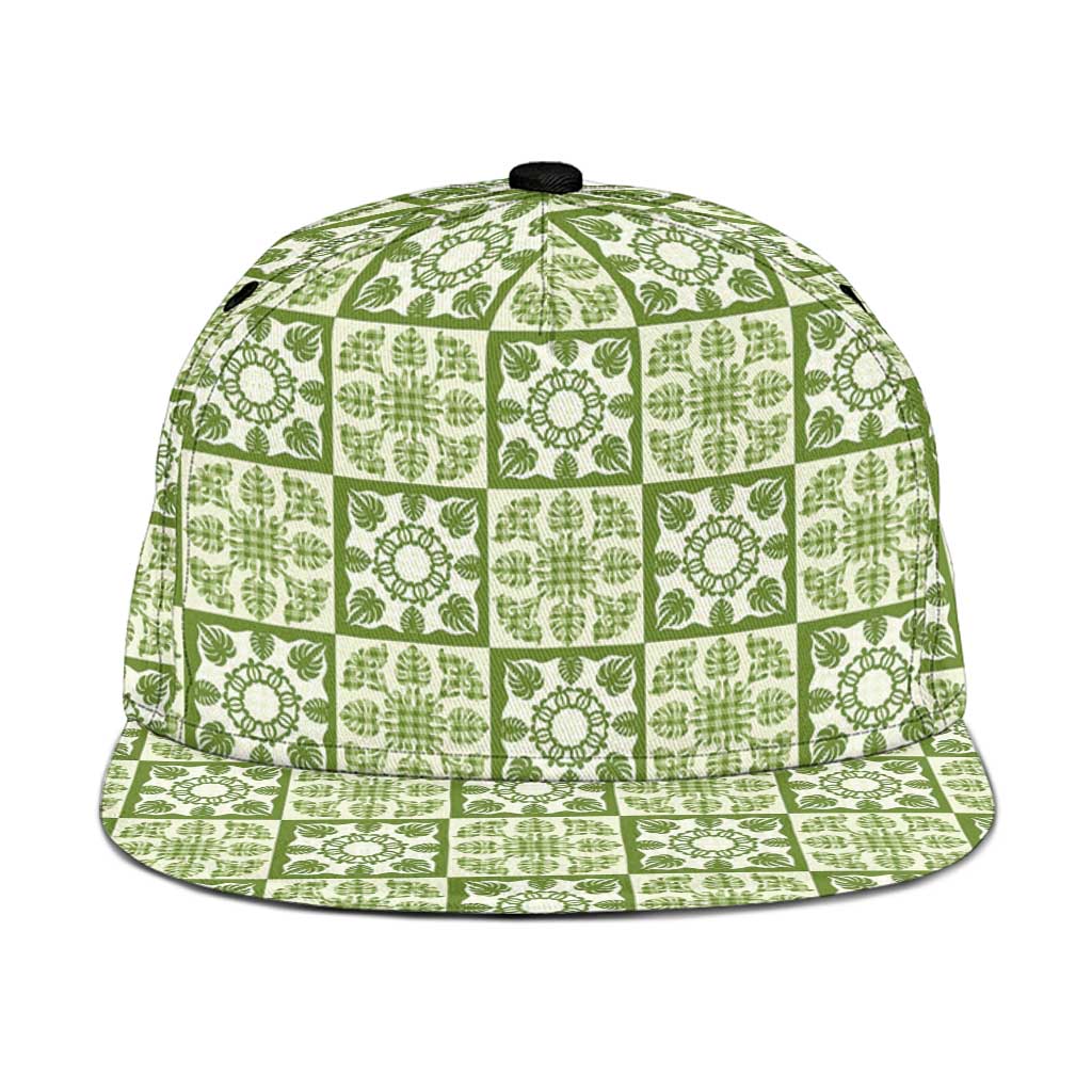 Omaomao Palaka Quilt Hawaii Snapback Cap Hawaiian Tropical Monstera Sea Turtle