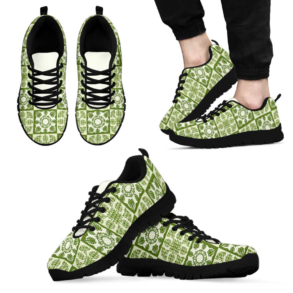 Omaomao Palaka Quilt Hawaii Sneakers Hawaiian Tropical Monstera Sea Turtle