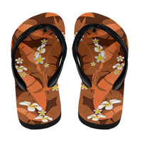 Orange Banana Leaf Hawaii Flip Flops Lau Maia Plumeria Tropical Summer Vibes