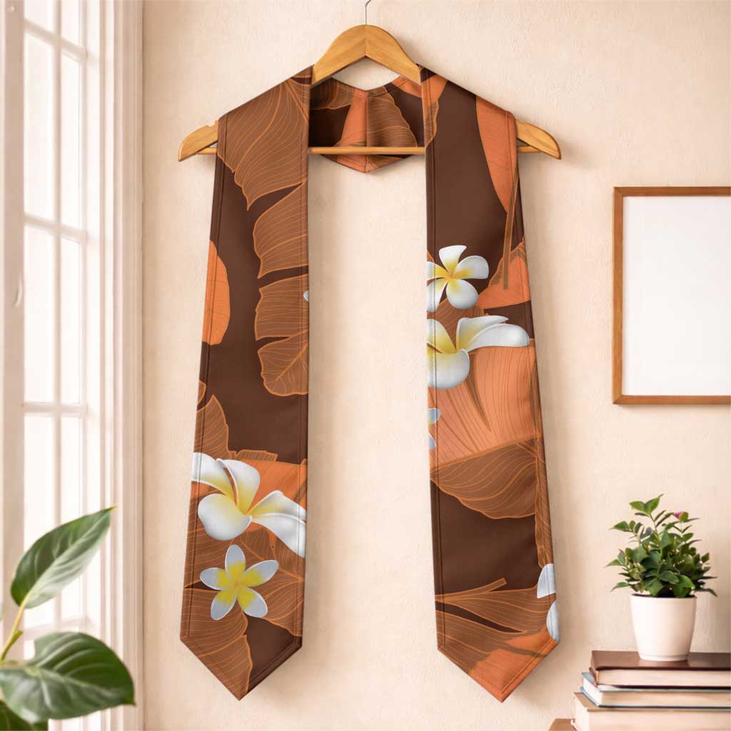 Orange Banana Leaf Hawaii Graduation Stole Lau Maia Plumeria Tropical Summer Vibes