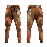 Orange Banana Leaf Hawaii Jogger Pants Lau Maia Plumeria Tropical Summer Vibes