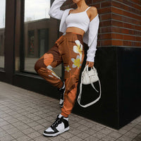 Orange Banana Leaf Hawaii Jogger Pants Lau Maia Plumeria Tropical Summer Vibes