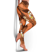 Orange Banana Leaf Hawaii Leggings Lau Maia Plumeria Tropical Summer Vibes