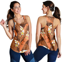 Orange Banana Leaf Hawaii Women Racerback Tank Lau Maia Plumeria Tropical Summer Vibes