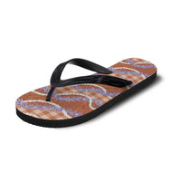 Orange Hawaii Palaka Honohono Pikake Flip Flops Hawaiian Orchid Lei Polynesian Pattern - Polynesian Pride