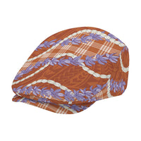 Orange Hawaii Palaka Honohono Pikake Jeff Hat Hawaiian Orchid Lei Polynesian Pattern - Polynesian Pride