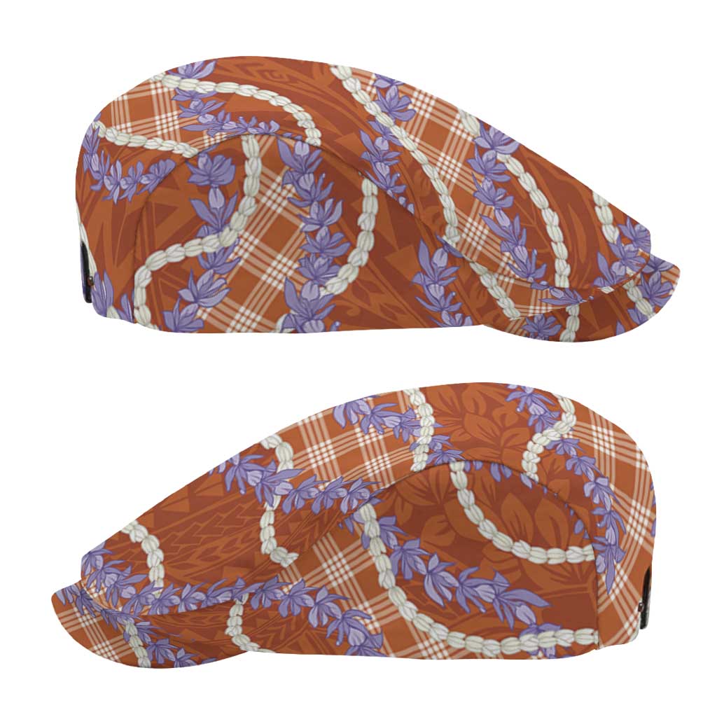 Orange Hawaii Palaka Honohono Pikake Jeff Hat Hawaiian Orchid Lei Polynesian Pattern - Polynesian Pride