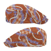 Orange Hawaii Palaka Honohono Pikake Jeff Hat Hawaiian Orchid Lei Polynesian Pattern - Polynesian Pride