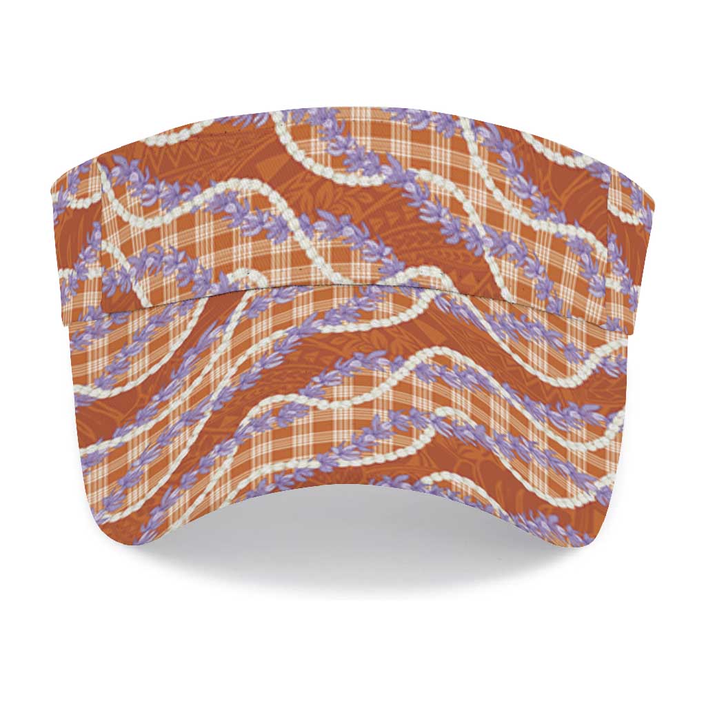 Orange Hawaii Palaka Honohono Pikake Sun Visor Cap Hawaiian Orchid Lei Polynesian Pattern LT14 - Polynesian Pride