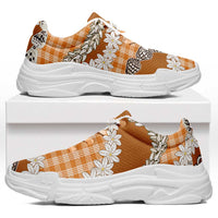 Orange Hawaii Tiare and Shell Lei Chunky Sneakers Hawaiian Palaka Luxury Vibes - Polynesian Pride