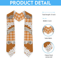 Orange Hawaii Tiare and Shell Lei Graduation Stole Hawaiian Palaka Luxury Vibes - Polynesian Pride