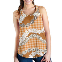 Orange Hawaii Tiare and Shell Lei Women Racerback Tank Hawaiian Palaka Luxury Vibes - Polynesian Pride