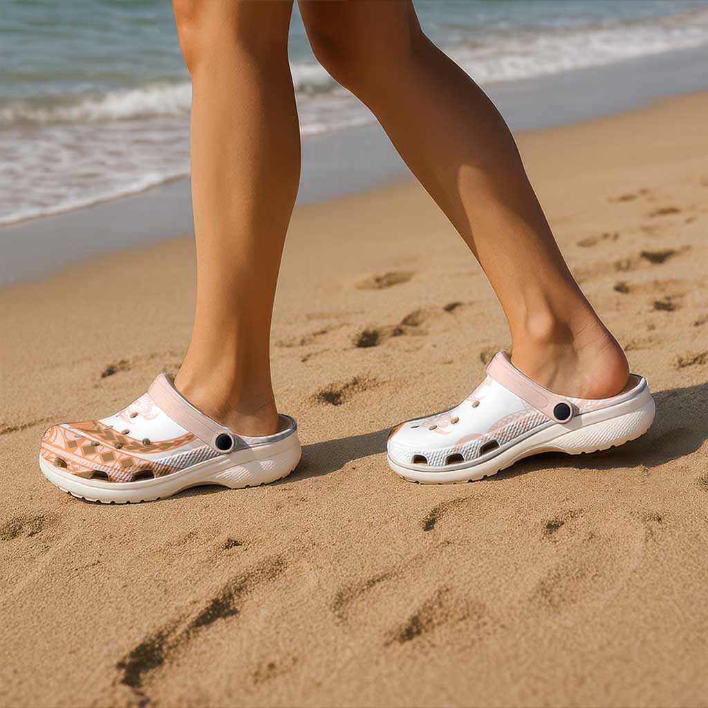 Orange Polynesian Tribal Turtle Floral Pattern Clogs Shoes - Polynesian Pride