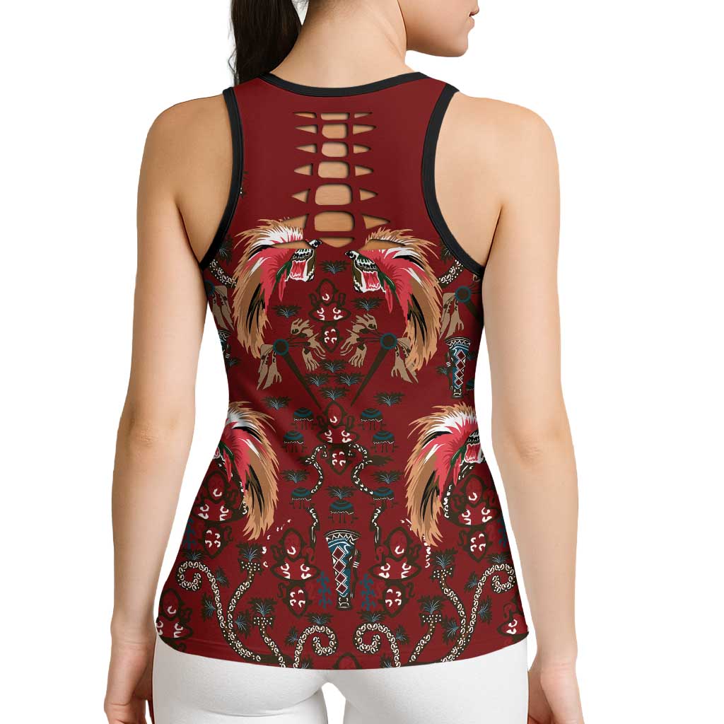 Oxblood Bird of Batik Papua Hollow Tank Top Exotic Natural Wealth of Papua - Polynesian Pride
