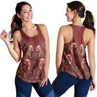 Oxblood Bird of Batik Papua Women Racerback Tank Exotic Natural Wealth of Papua - Polynesian Pride