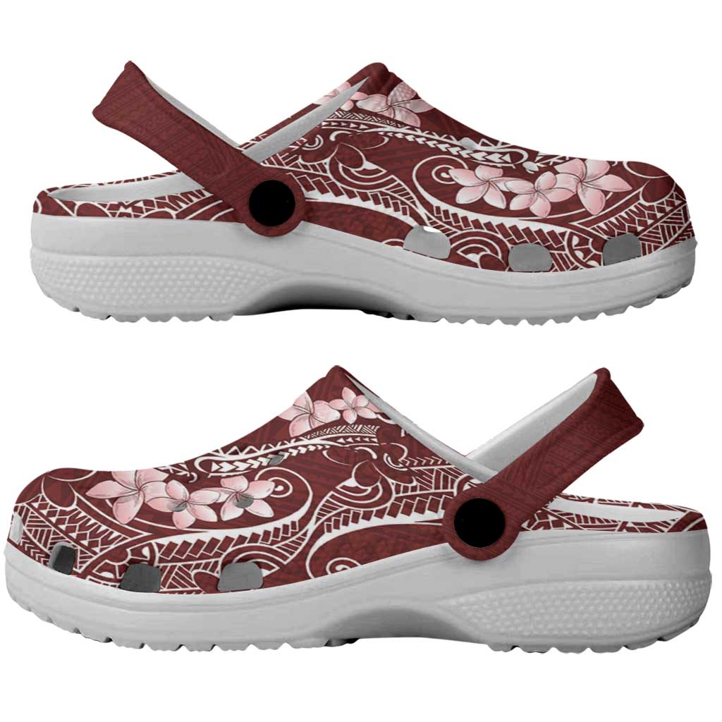 Oxblood Hawaii Clogs Shoes Hammerhead Shark Tattoo Curve Polynesian - Polynesian Pride