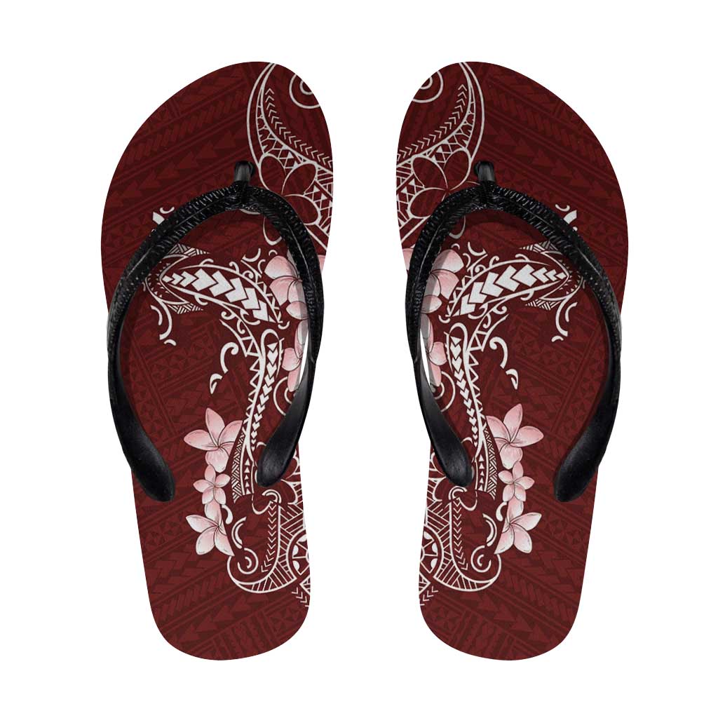 Oxblood Hawaii Flip Flops Hammerhead Shark Tattoo Curve Polynesian - Polynesian Pride