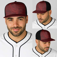 Oxblood Polynesia Baseball Net Cap Hawaiian Tribal Hammerhead Shark Tattoo - Polynesian Pride