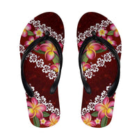 Oxblood Polynesia Flip Flops Plumeria Hibiscus Tropical Vibes LT14 Oxblood - Polynesian Pride
