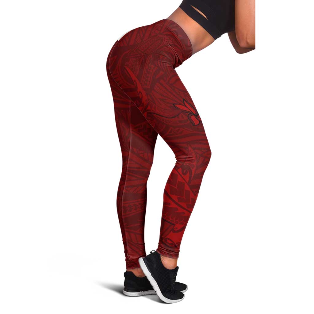 Oxblood Polynesia Leggings Hawaiian Tribal Hammerhead Shark Tattoo LT14 - Polynesian Pride