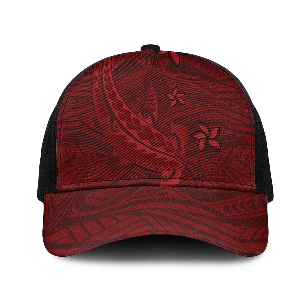 Oxblood Polynesia Mesh Trucker Cap Hawaiian Tribal Hammerhead Shark Tattoo - Polynesian Pride