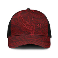 Oxblood Polynesia Mesh Trucker Cap Hawaiian Tribal Hammerhead Shark Tattoo - Polynesian Pride