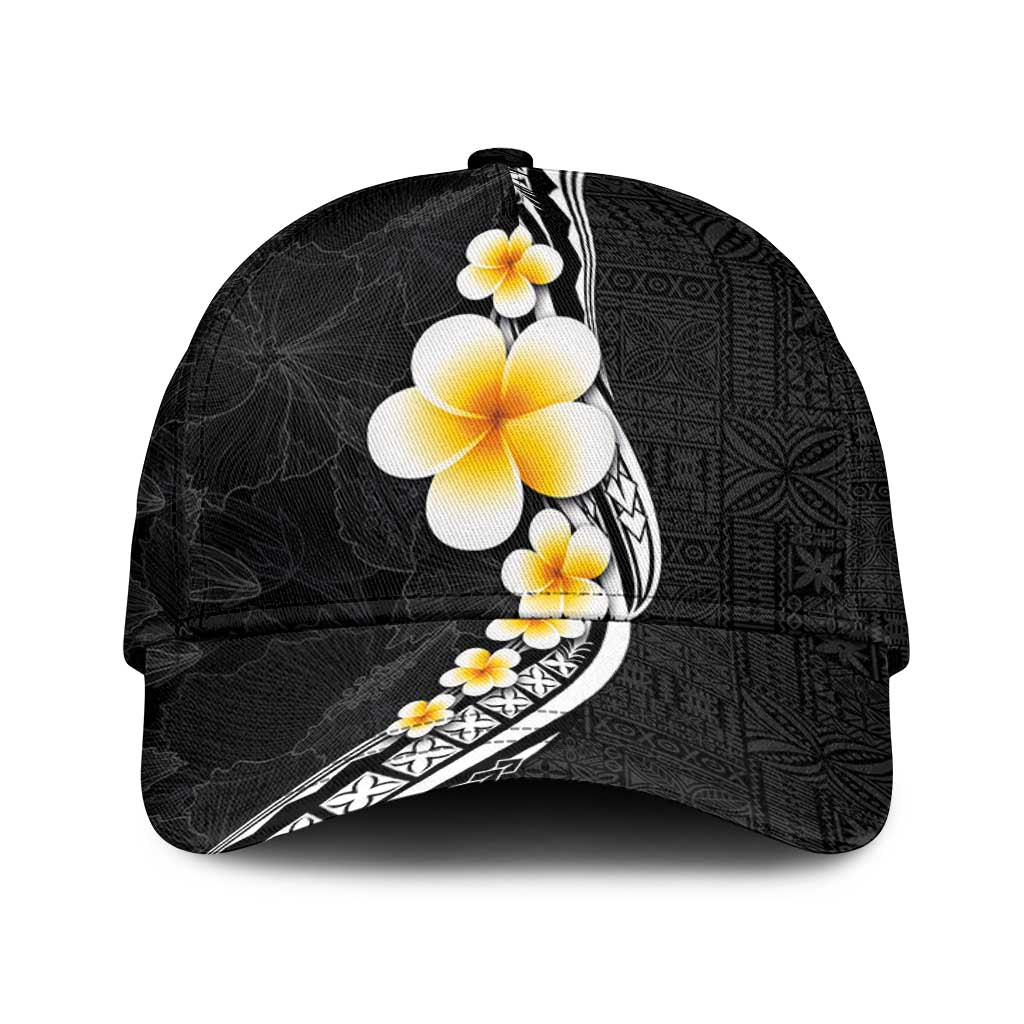 Pacific Hibiscus and Plumeria Tapa Pattern Classic Cap Black Color LT03