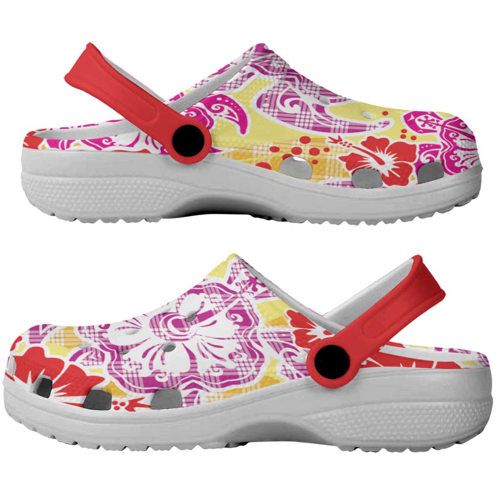 Palaka with Honu and Hibiscus Clogs Shoes Hawaiian Heritage Spirit - Polynesian Pride