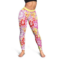 Palaka with Honu and Hibiscus Leggings Hawaiian Heritage Spirit - Polynesian Pride