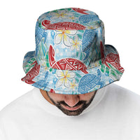 Palaka with Honu and Plumeria Bucket Hat Hawaiian Heritage Spirit - Polynesian Pride