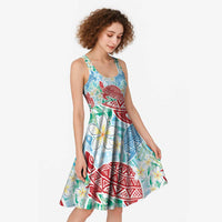 Palaka with Honu and Plumeria Midi Dress Hawaiian Heritage Spirit - Polynesian Pride