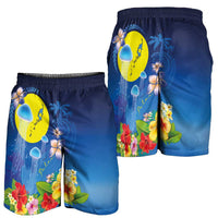 Palau Jellyfish Shorts for Men Ocean Heritage Tropical Plants - Polynesian Pride