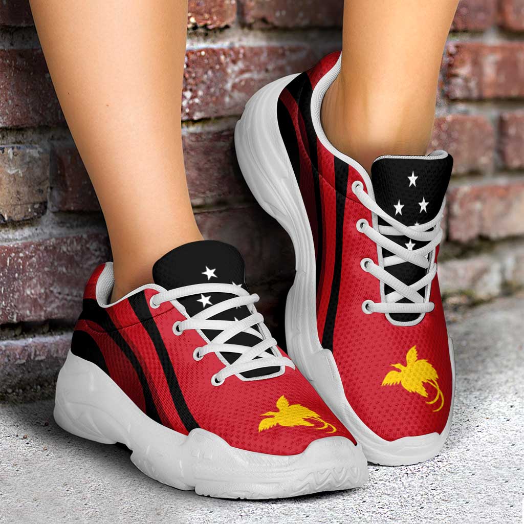 Papua New Guinea Chunky Sneakers Flag-Inspired Curve Style LT05 - Polynesian Pride